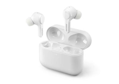 Philips TAT3217WT/00 True Wireless Koptelefoon, IPX5 Zweet- En Waterbestendige In-Ear Oordopjes, Tot 26 Uur Afspeeltijd Met Draagbare Oplaadcassette, Wit