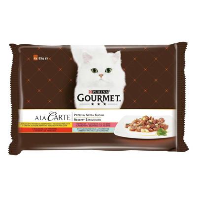 GOURMET A la Carte Chicken, Trout, Beef, and Fish - nat kattenvoer - 4 x 85 g