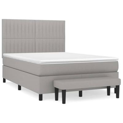 Boxspring met matras stof lichtgrijs 140x190 cm