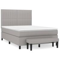 Boxspring met matras stof lichtgrijs 140x190 cm - thumbnail