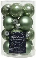 Decoris kerstballen set glas 16st licht groen 3,5cm - thumbnail