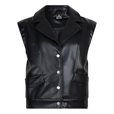 Vegan Leather Sleeveless Gilet Black Vegan Leather Sleeveless Gilet Black