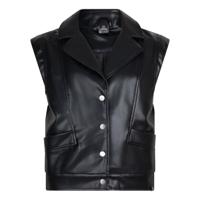 Vegan Leather Sleeveless Gilet Black - thumbnail