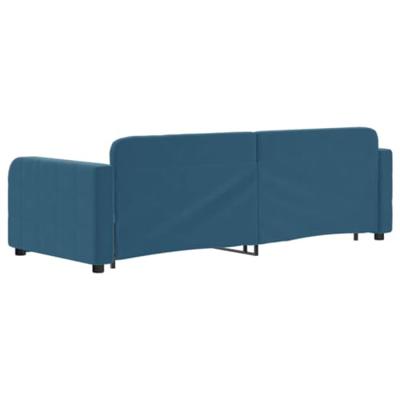 Slaapbank met onderschuifbed 80x200 cm fluweel blauw