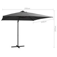 VidaXL Zweefparasol met led en stalen paal 250x250 cm antracietkleurig - thumbnail