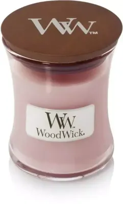 WoodWick Geurkaars Mini Rosewood - 8 cm / ø 7 cm - Geurkaars in Glas - Houten Lont