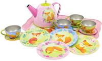 Simply For Kids tinnen theeservice vos in koffer 15-delig - thumbnail
