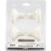 Creativ Company Haak, h: 5,1 cm, d 5,4 cm, wit, 4 stuk/ 1 doos - thumbnail