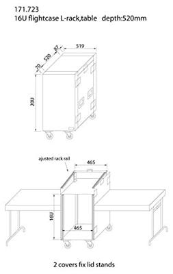 Power Dynamics PD-F16U10T 19 inch flightcase met tafels