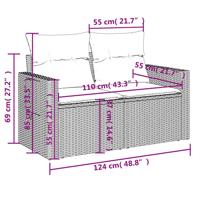 7-delige Loungeset met kussens poly rattan grijs - thumbnail