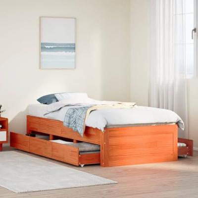 Bedframe zonder matras met lades grenenhout wasbruin 75x190 cm