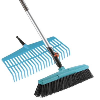 GARDENA combisystem straatbezem en gazonhark bladhark (turquoise/houtkleur, 3081-20)