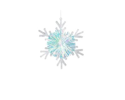 Kersthanger sneeuwvlok grof 10 cm iris transparant