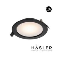Inbouwspot Häsler Zamorra Incl. Fase Aansnijding Dimbaar 13.7 cm 8 Watt Warm Wit Zwart Set 10x - thumbnail