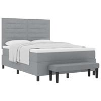 Boxspringbed met matras Lichtgrijs 160 x 200 cm Stof - thumbnail