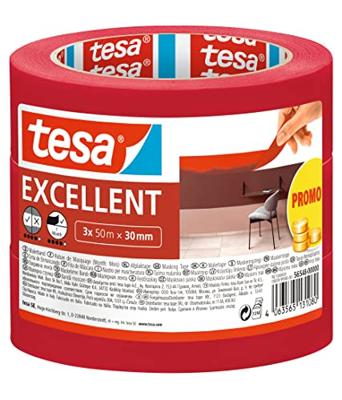 tesa EXCELLENT 56548-00000-00 Maskeertape Rood (l x b) 50 m x 30 mm 3 stuk(s) tesa EXCELLENT 56548-00000-00 Maskeertape Rood (l x b) 50 m x 30 mm 3 stuk(s)
