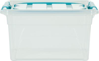 Whitefurze Carry Box opbergdoos 7 liter, transparant met blauwe handvaten Whitefurze Carry Box opbergdoos 7 liter, transparant met blauwe handvaten