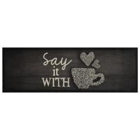 VidaXL Keukenmat wasbaar kopjeprint 60x180 cm fluweel zwart - thumbnail