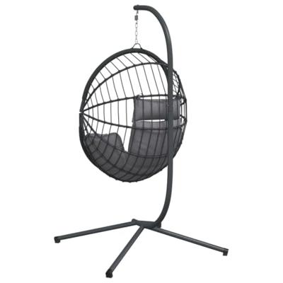 VidaXL Hangstoel met standaard rattan en staal grijs