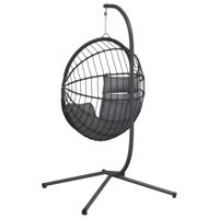 Hangstoel met standaard rattan en staal grijs - thumbnail