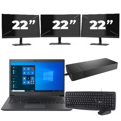 Dynabook Dynabook Tecra A40-G - Intel Core i3-8e Generatie - 14 inch - 8GB RAM - 256GB SSD - Windows 11 Home + 3x 22 inch Monitor Dynabook Dynabook Tecra A40-G - Intel Core i3-8e Generatie - 14 inch - 8GB RAM - 256GB SSD - Windows 11 Home + 3x 22 inch Monitor