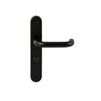 Hardbrass Deurkruk Stockholm op ovaal langschild WC63/8mm - zwart - thumbnail