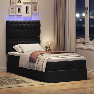 Ottoman bed met matras en LED's 120x200cm stof zwart