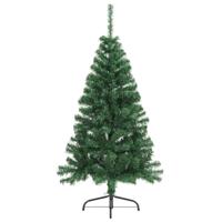 Kunstkerstboom met standaard half 120 cm PVC groen - thumbnail