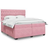 Boxspring met matras fluweel roze 200x200 cm - thumbnail