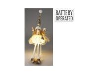 Kerstpop Engel met LED Zittend 60cm Goud - thumbnail