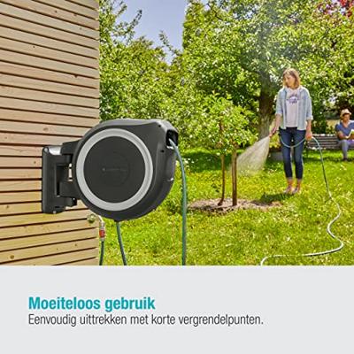 Gardena wandslangenbox 25 meter rollup wit