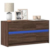 Tv-meubel met LED 100x34x50 cm bewerkt hout bruin eikenkleurig - thumbnail