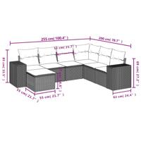 8-delige Loungeset met kussens poly rattan zwart - thumbnail