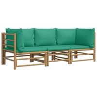3-delige Loungeset met kussens bamboe groen - thumbnail