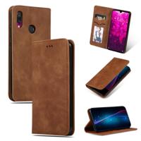 Retro huid voelen Business magnetische horizontale Flip lederen case voor Xiaomi Redmi 7/Redmi Y3 (bruin) - thumbnail