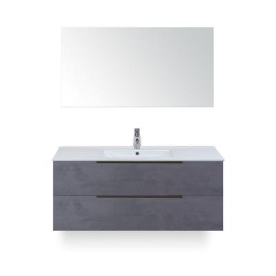 Seville Badmeubelset 120 cm - 2 laden Beton Antrac Edge - Wastafel Enjoy Enkel - met Spiegel