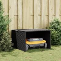 VidaXL Garage voor robotmaaier 86x90x52/57 cm poly rattan zwart - thumbnail