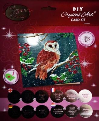 Jonotoys Diamond painting - kerstkaart met kerkuil bij maanlicht