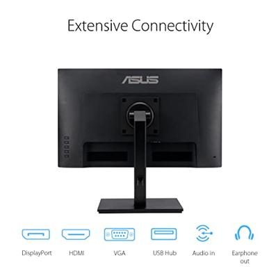 ASUS VA27EQSB PC-monitor 27 inch FHD – IPS-paneel – 16:9 – 75 Hz – 1920 x 1080 – 300 cd/m² – displaypoort, HDMI, VGA en 2 x USB – Eye Care-technologie – luidsprekers – hoogteverstelling en rotatie