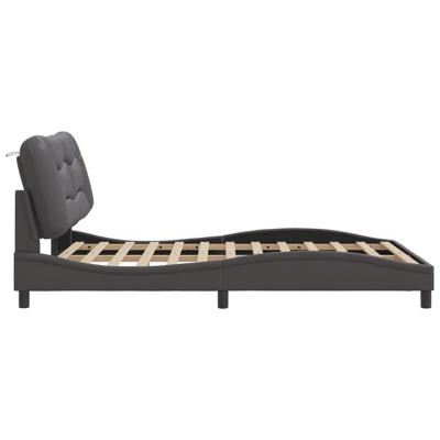 Bedframe met hoofdbord kunstleer grijs 140x200 cm - thumbnail