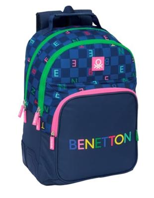 Schoolrugzak Benetton Damero Marineblauw 32 x 42 x 15 cm