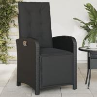 Tuinstoelen 2 st verstelbaar met voetensteun poly rattan zwart - thumbnail