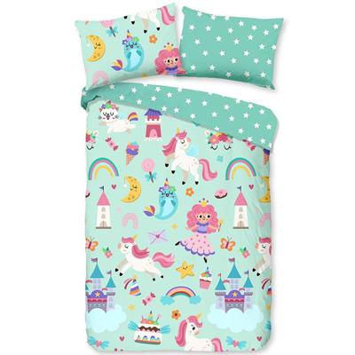 Good Morning Ledikant babydekbedovertrek "eenhoorn, prinses, regenboog" - Mint - (100x135 cm) - Katoen Good Morning Ledikant babydekbedovertrek "eenhoorn, prinses, regenboog" - Mint - (100x135 cm) - Katoen