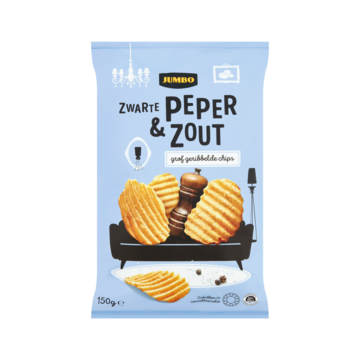 Jumbo Chips Zwarte Peper & Zout Ribbel 150 g