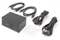 Digitus DS-12862 KVM-switch 2 poorten DisplayPort 3840 x 2160 Pixel - thumbnail