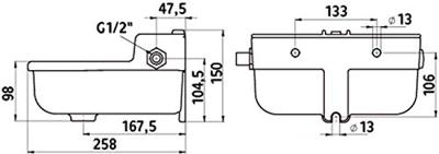 Vlotterdrinkbak extra breed metaal 3l