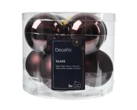Decoris kerstballen glas 8st zwarte truffel 7cm - thumbnail