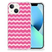 iPhone 13 Doorzichtige Silicone Hoesje Waves Pink - thumbnail