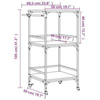 Keukentrolley 60,5x50x105 cm bewerkt hout gerookt eikenkleurig - thumbnail