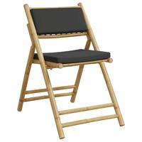 3-delige Bistroset inklapbaar met kussens bamboe donkergrijs - thumbnail